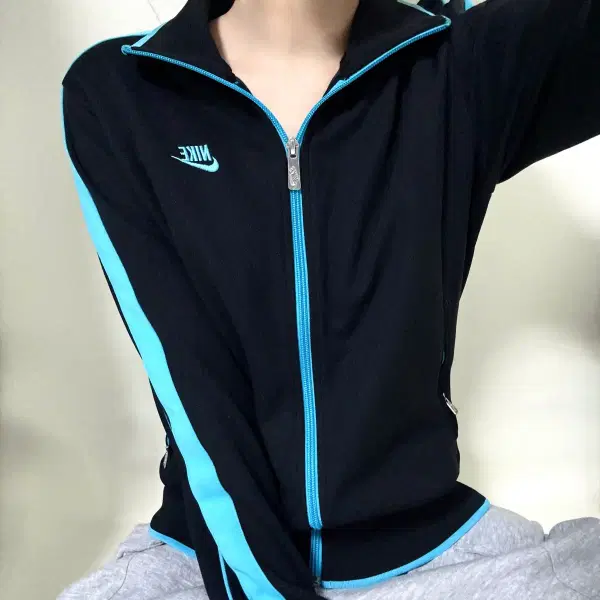 M/희귀/나이키 사이드라인 블루배색 트랙탑져지/집업/교복아우터/여성/y2k - 4번째 이미지